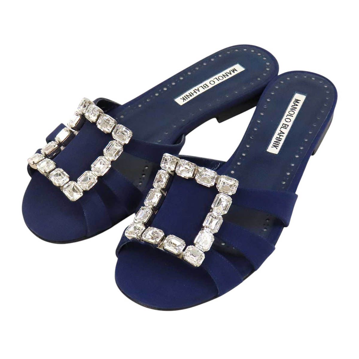 マノロブラニク ILUNAFLAT イルナ フラット ミュール レディース ネイビー MANOLO BLAHNIK【中古】 【アパレル・小物】