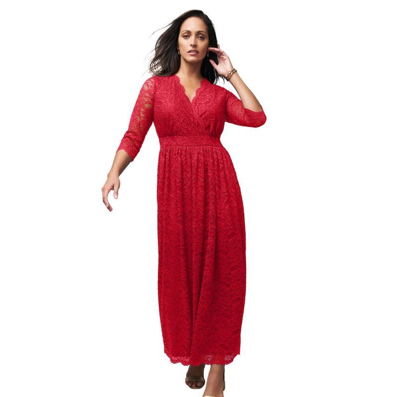 ジェシカロンドン レディース トップス ワンピース プラスサイズ レース マキシ Jessica London Womens Plusize Stretch Lace Maxi Dress Classic Red レッド