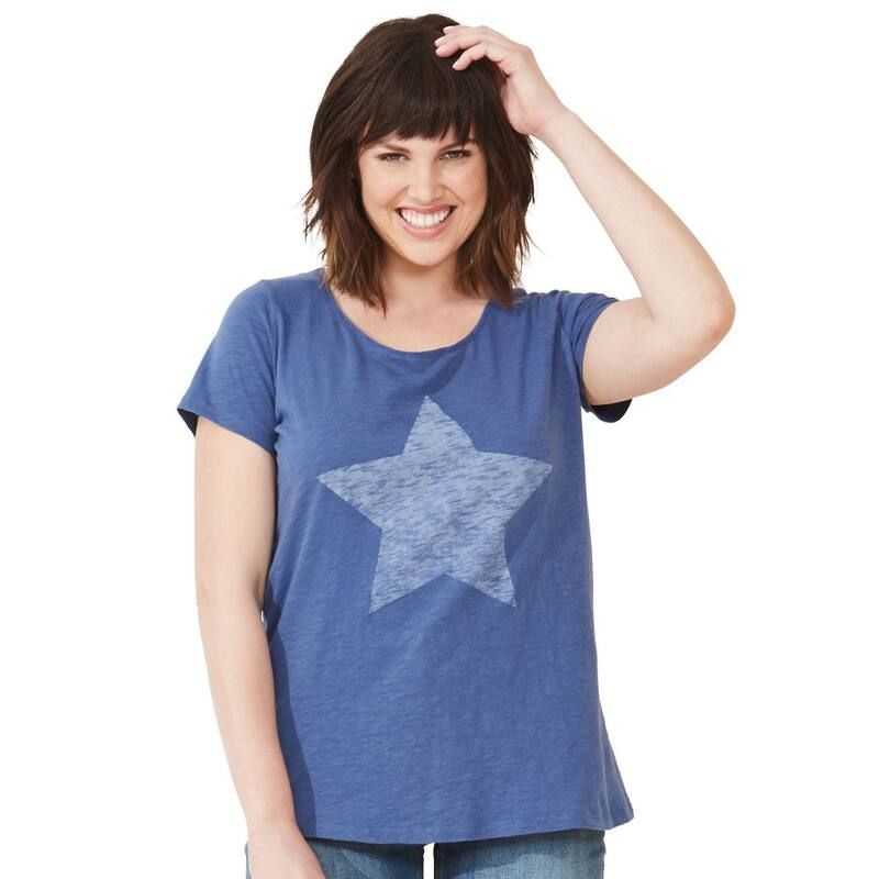 Ellos レディース トップス Tシャツ プラスサイズ グラフィック ellos Plusize Love Graphic Tee Royal Navy Star ネイビー
