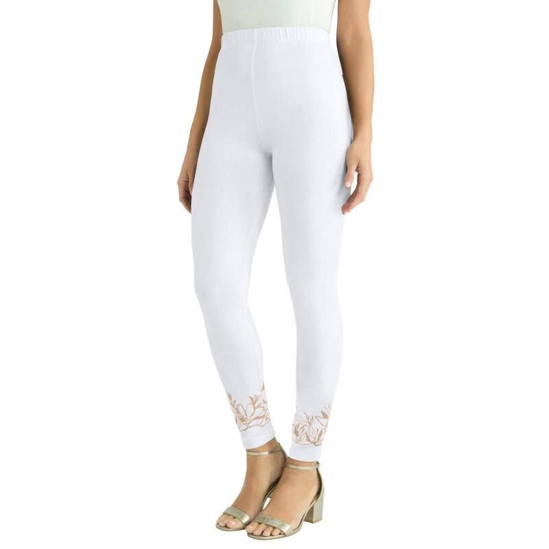 ジェシカロンドン レディース ボトムス カジュアルパンツ プラスサイズ コットン Jessica London Womens Plusizeveryday Stretch Cotton Legging White Tropical Floral ホワイト