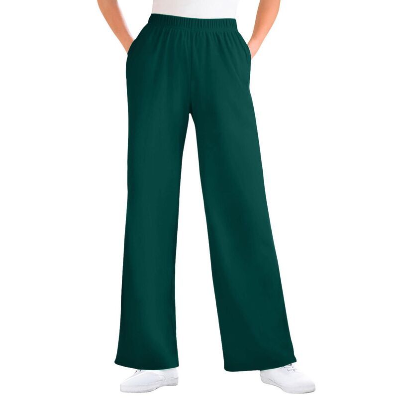 ウーマン ウィズイン レディース ボトムス カジュアルパンツ プラスサイズ ニット Woman Within Plusize 7Day Knit WideLeg PullOn Pants Emerald Green グリーン