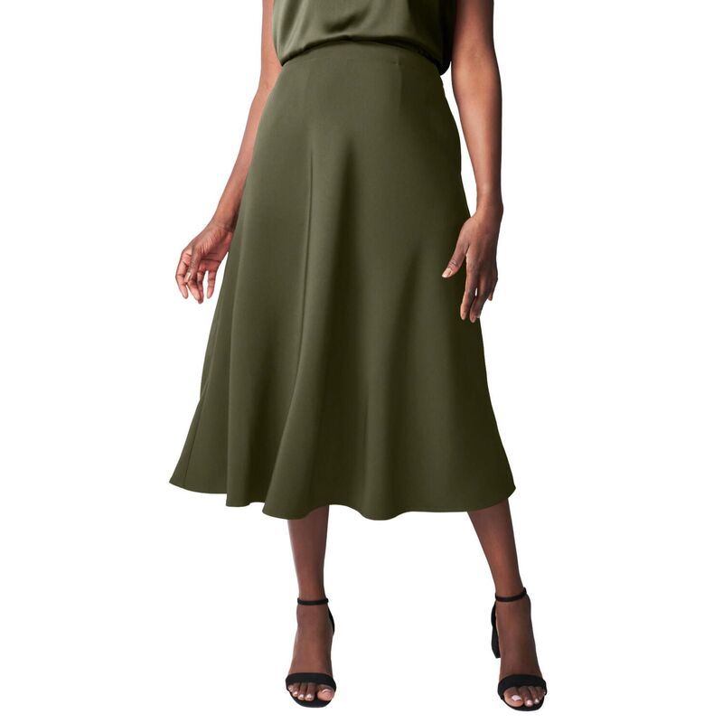 ジェシカロンドン レディース ボトムスカート プラスサイズ Jessica London Womens Plusize BiStretch Swing Skirt Dark Olive Green グリーン