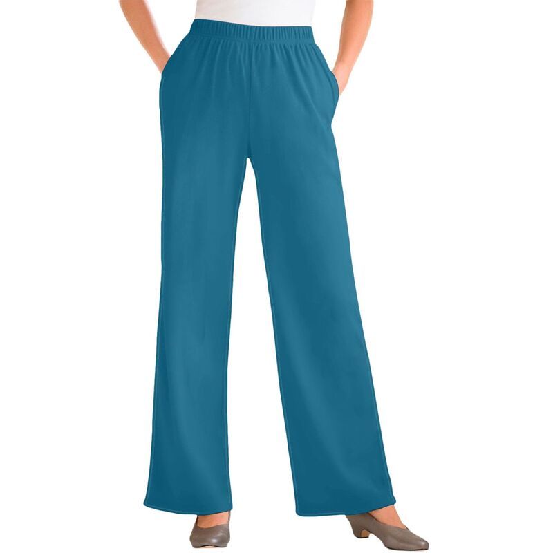 ウーマン ウィズイン レディース ボトムス カジュアルパンツ プラスサイズ ニット Woman Within Plusize 7Day Knit WideLeg PullOn Pants Deep Teal ティール 8,626円