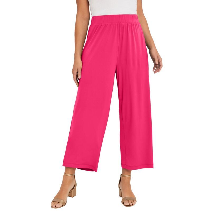 ジェシカロンドン レディース ボトムス カジュアルパンツ ワイドレッグ プラスサイズ ニット Jessica London Womens Plusize Stretch Knit Wide Leg Cropant Pink Burst ピンク 8,986円