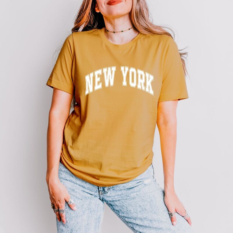 Simply Sage Market レディース トップス Tシャツ Simply Sage Market Varsity New York Womenshort Sleeve Tee Mustard マスタード