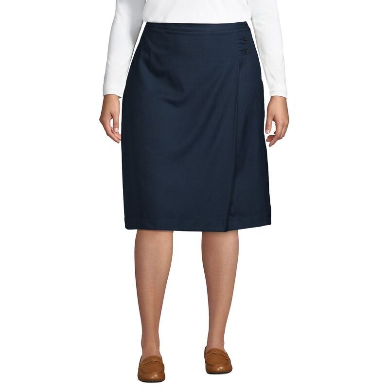 ランズエンド レディース ボトムスカート A ライン プラスサイズ Plusize Lands End School Uniform Solid Aline Skirt Classic Navy ネイビー