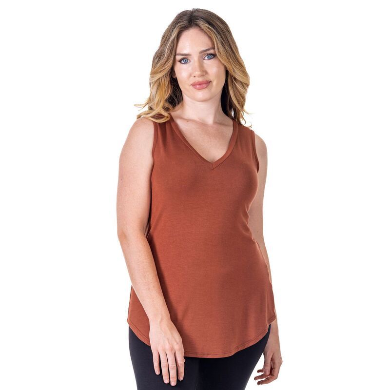 24 セブンコンフォート レディース トップス Tシャツ Vネック Womens 24seven Comfort Apparel V Neck Tunic Tank Top Cinnamon