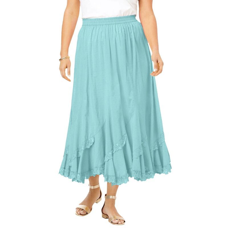 ロアマンズ レディース ボトムスカート プラスサイズ Roamans Womens Plusize French Skirt Light Aqua アクア