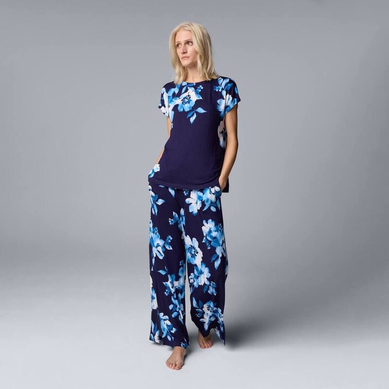 ヴェラウォン レディース アンダーウェア ナイトウェア パンツ Womensimply Vera Wang 2pc Pajama Top Pajama Pantset Blazer Placed Floral