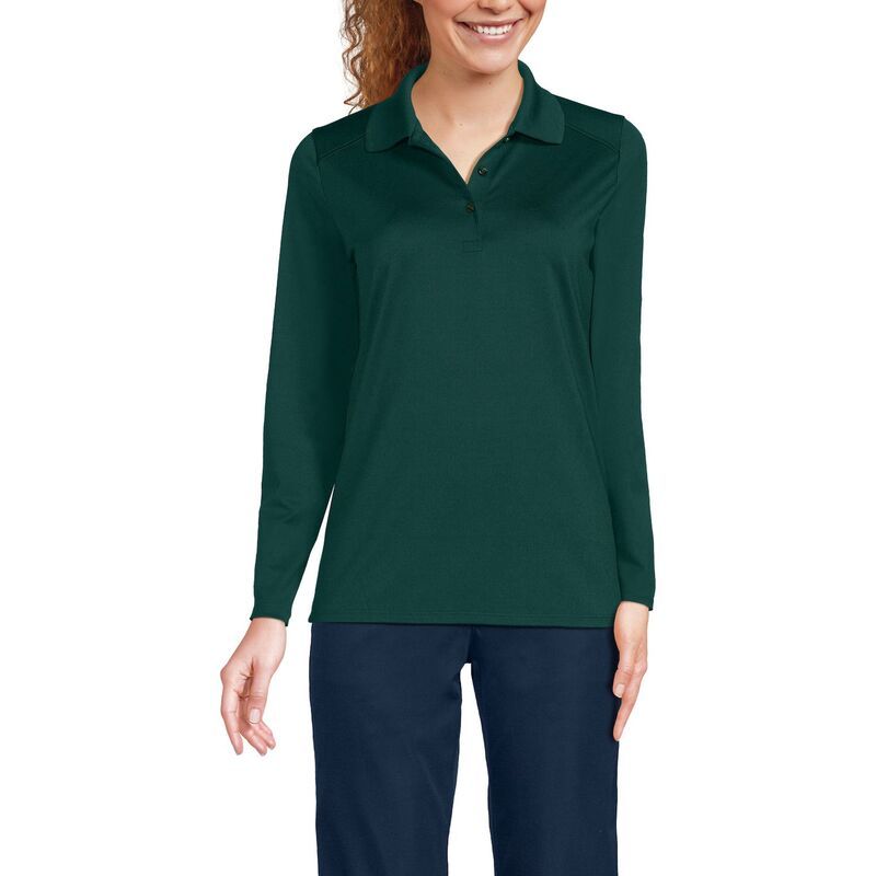 ランズエンド レディース トップス Tシャツ ポロシャツ ミニ Womens Lands End Long Sleeve Feminine Fit Rapidry Polo Shirt Evergreen