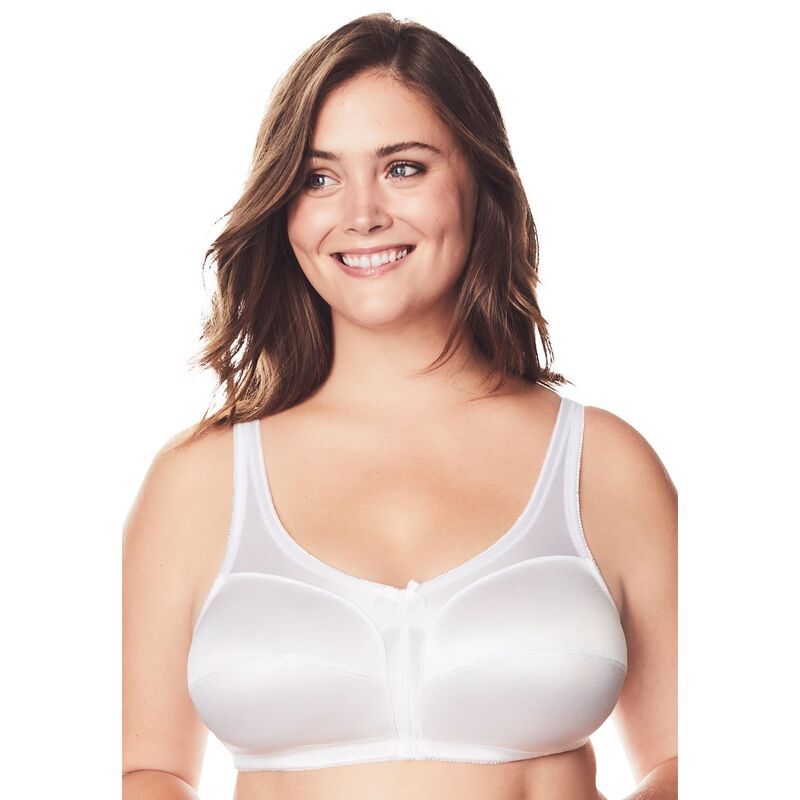 コンフォート チョイス レディース アンダーウェア ブラジャー プラスサイズ サテン Comfort Choice Womens Plusize Satin Wireless Comfort Bra White ホワイト