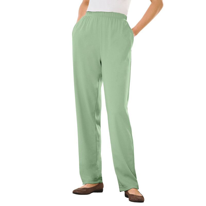 ウーマン ウィズイン レディース ボトムス カジュアルパンツ プラスサイズ プチ ニット Woman Within Plusize Petite 7Day StraightLeg ElasticWaistretchy Knit Pant Sage セージ