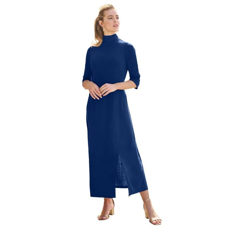 ジェシカロンドン レディース トップス ワンピース モックネック プラスサイズ マキシ Jessica London Womens Plusize Mockneck Slit Maxi Dress Evening Blue ブルー