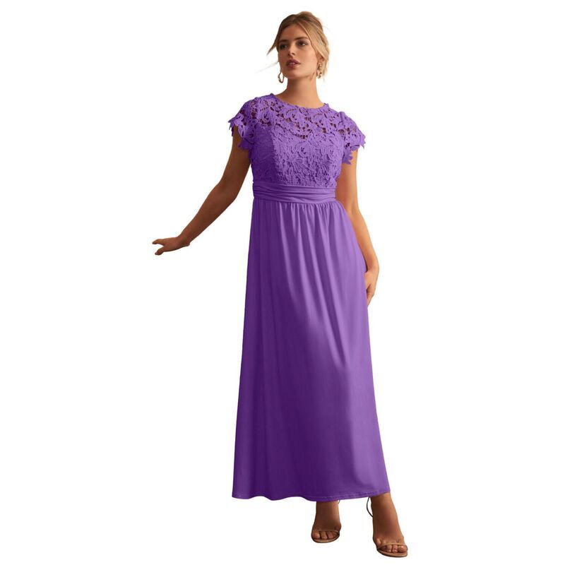 ジェシカロンドン レディース トップス ワンピース プラスサイズ レース マキシ Jessica London Womens Plusize Lace Maxi Dress Purple Orchid パープル
