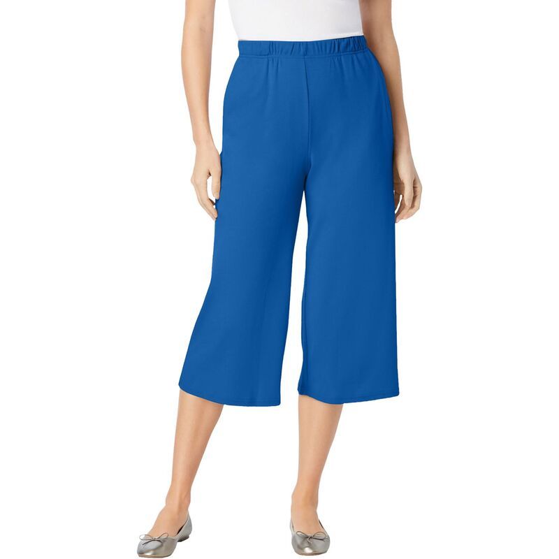 ウーマン ウィズイン レディース ボトムス カジュアルパンツ プラスサイズ ニット Woman Within Plusize 7Day Knit Culotte Deep Cobalt コバルト