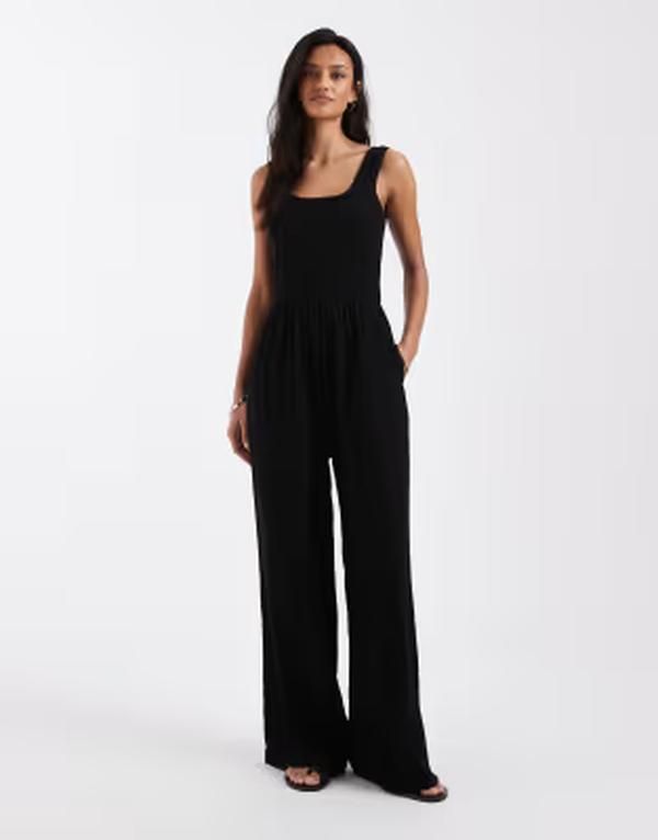 ブレーブソウル レディース トップス ジャンプスーツ Brave Soul scoop neck jumpsuit Black ブラック
