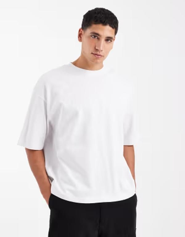 エイソス メンズ トップス Tシャツ オーバーサイズフィット ASOS DESIGN heavyweight boxy oversized fitshirt WHITE ホワイト