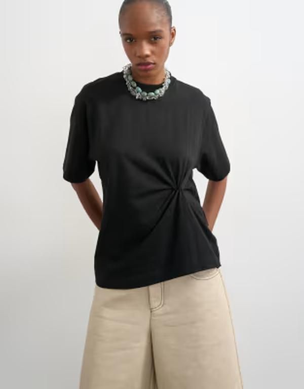 トップショップ レディース トップス Tシャツ Topshop twisted tuck tee Black ブラック
