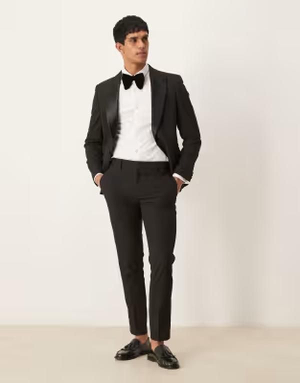 エイソス メンズ ボトムス カジュアルパンツ ASOS DESIGN skinny tuxedo pants Black ブラック