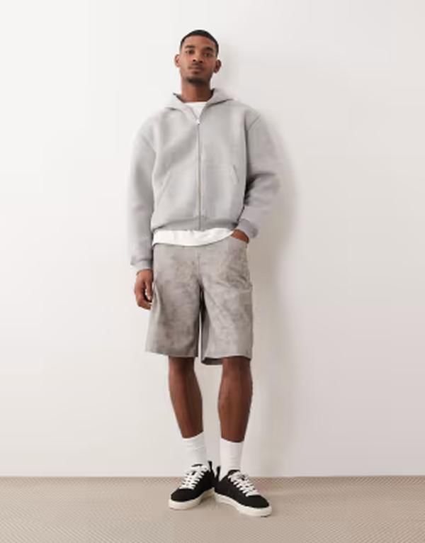 エイソス メンズ ボトムス ハーフパンツ・ショーツ プリント ASOS DESIGN longer length jorts in fuzzy print Fuzzy print