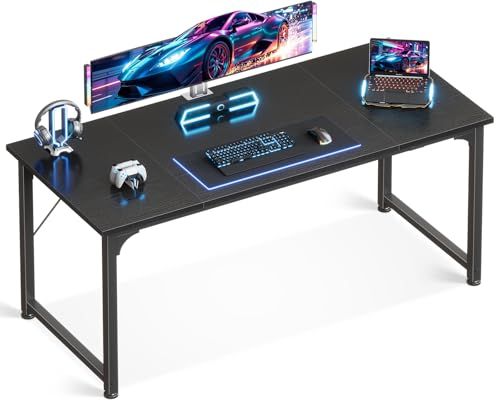 ODK デスク ゲーミングデスク 机 pcデスク 幅160cm パソコンデスク ?子 ゲームデスク computer desk ??? オフィスデスク 学習机 シンプル 在宅ワーク おしゃれ 組立簡単 ブラックｍａ