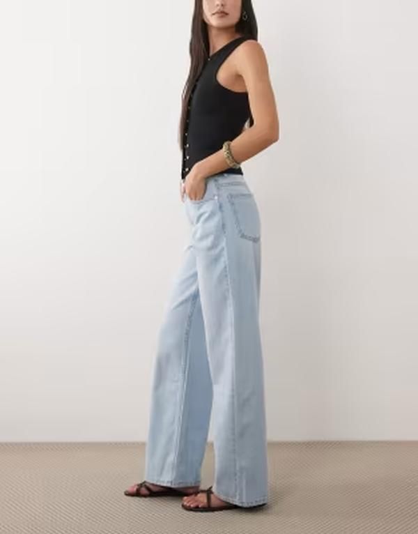 エイソス レディース ボトムス デニムパンツ ワイドレッグ ジーンズ ASOS DESIGN wide leg dad jeans in light wash Light Wash