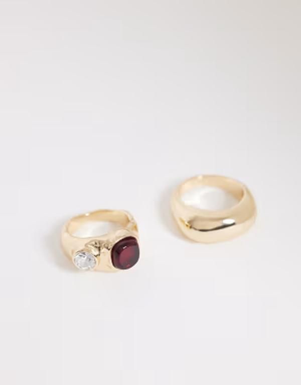 リクレイム ヴィンテージ レディース アクセサリー リング Reclaimed Vintage unisex wraparound molten gem stone ringold ゴールド