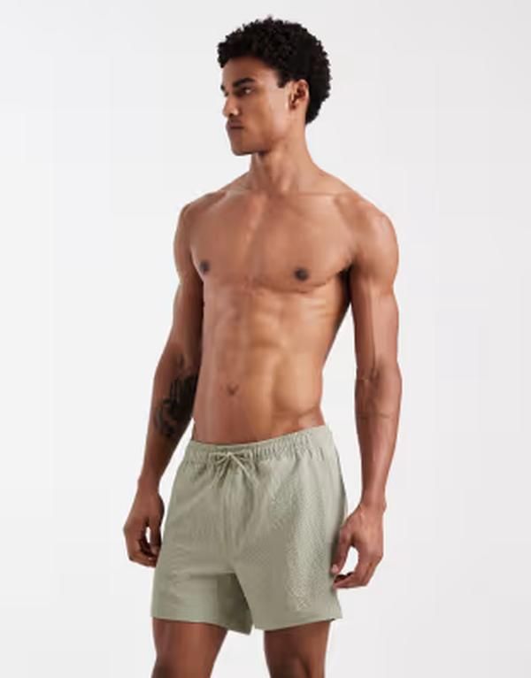 オンリーアンドサンズ メンズ 水着 ハーフパンツ・ショーツ ショートパンツ ONLY SONSwim shorts in seersucker in sage Seagrass グリーン