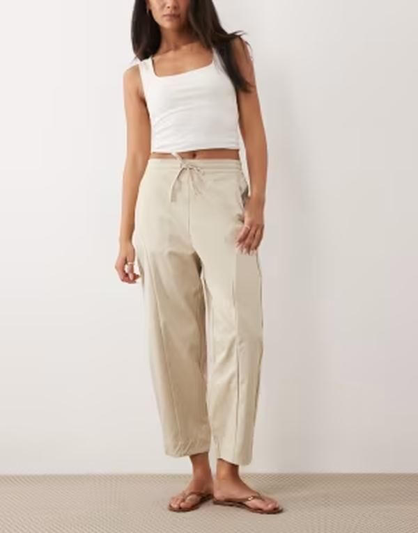 スリードベア レディース ボトムス カジュアルパンツ Threadbare barreleg pants in stone ストーン