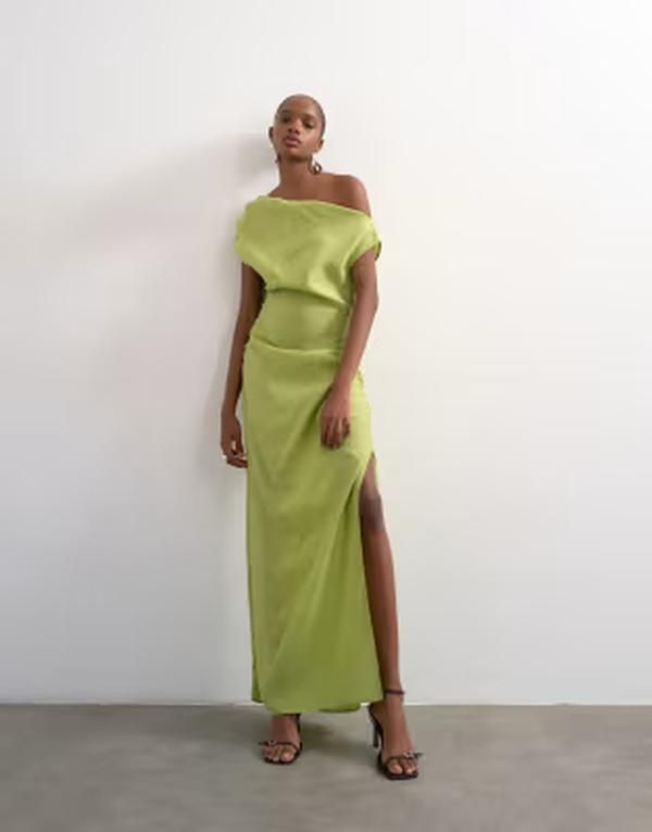 トップショップ レディース トップス ワンピース ミディ Topshop grown on shoulder midi dress GREEN グリーン 24,708円