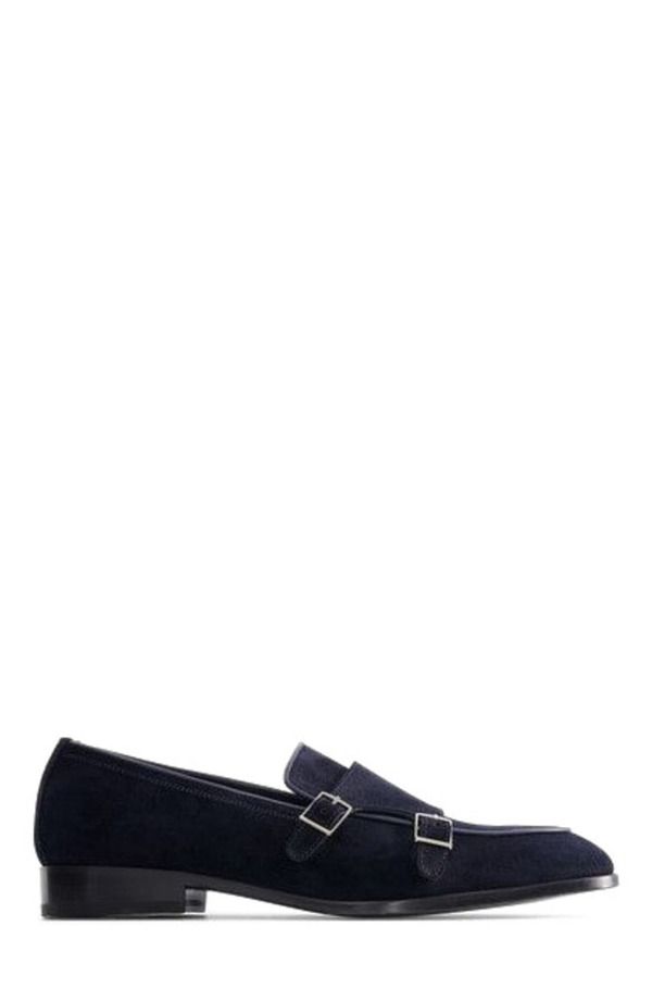 アンソニー ヴィア メンズ シューズ モンク ローファー Anthony Veer Beaumont Double Monk Loafer Midnight Coast Blue Suede ブルー