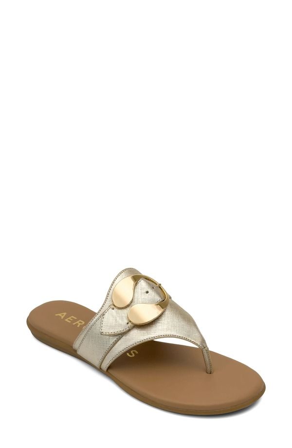 エアロソールズ レディース シューズ サンダル Aerosoles Glam Flip Flop Soft Gold Fx Saffiano ゴールド