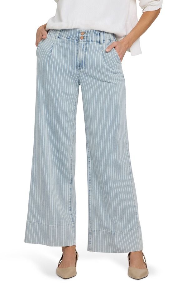 エヌワイディージェイ レディース ボトムス デニムパンツ ワイドレッグ ハイウエスト ジーンズ NYDJ Simone Stripe High Waist Wide Leg Jeans Azure Stripe ストライプ