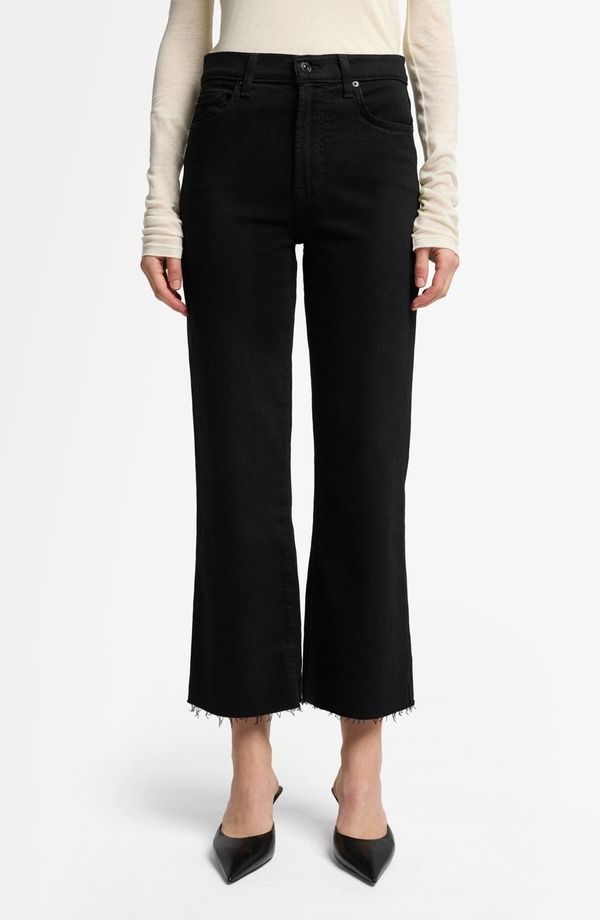 セブンフォーオールマンカインド レディース ボトムス カジュアルパンツ ストレート ジーンズ 7 For All Mankind Alexa Crop Straight Leg Jeans Black ブラック