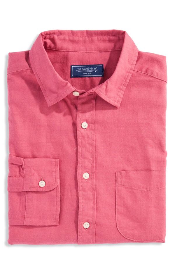ヴァインヤードヴァインズ メンズ トップス シャツ コットン vineyard vines Cisco Solid Island Slub Cotton ButtonUp Shirt Red Sky レッド