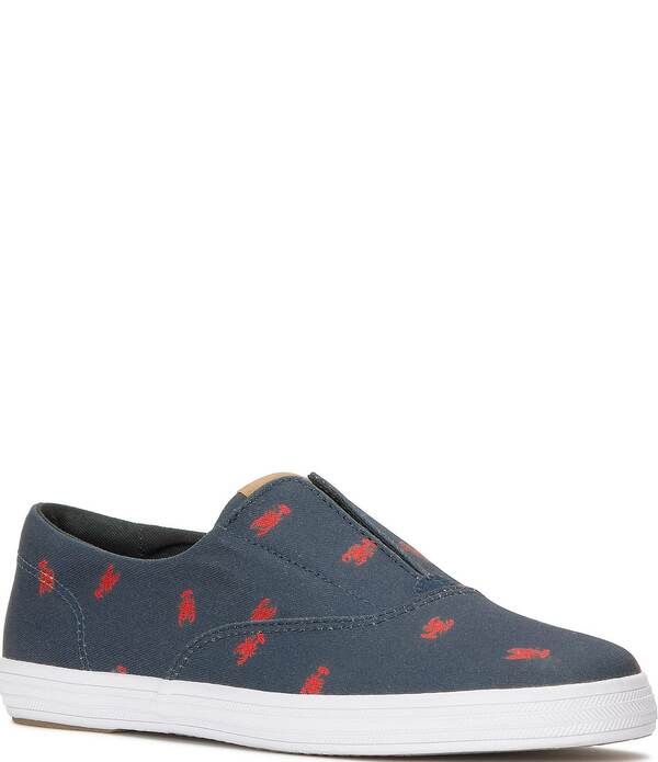 ケッズ レディース ボトムス カジュアルパンツ プリント スニーカー Keds Champion Lobster Print Canvaslip On Sneakers NavyRed ネイビー