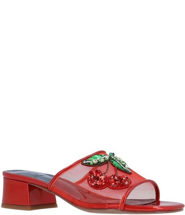ジェイレニー レディース シューズ サンダル メッシュ J Renee Charry Mesh Patent Rhinestone Cherry Slide Sandals RedGreen レッド
