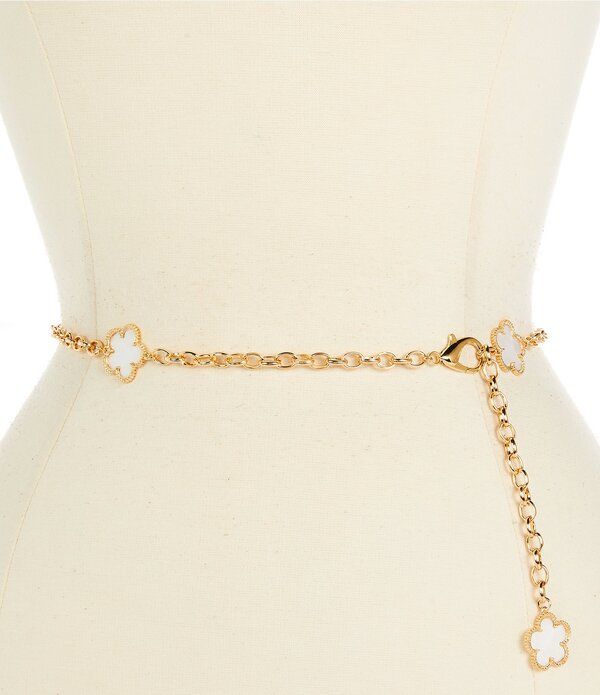 ナターシャ アクセサリー レディース ベルト Natashaccessories Metal Clover Chain Belt GoldIvory アイボリー