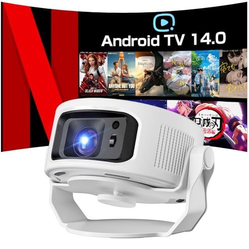 Philoent プロジェクター 家庭用 小型 【1080P 8K対応＆HDR高ダイナミック画質＆1400Ansi 】Android TV 14.0搭載 HiFiスピーカー内蔵 天井 静音 0.5M短距離投影 WiFi6 Bluetooth5 fda04b80