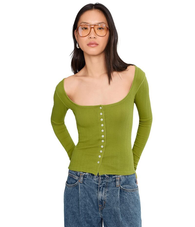 フリーピープル レディース トップス シャツ Free Peoplend Game Pointelle Long Sleeve Fresh Sprouts