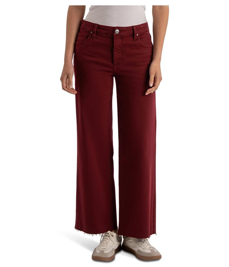カットフロムザクロス レディース ボトムス デニムパンツ ワイドレッグ KUT from the Kloth Meg HighRise Fab Wide Leg Raw Hemaroon マルーン