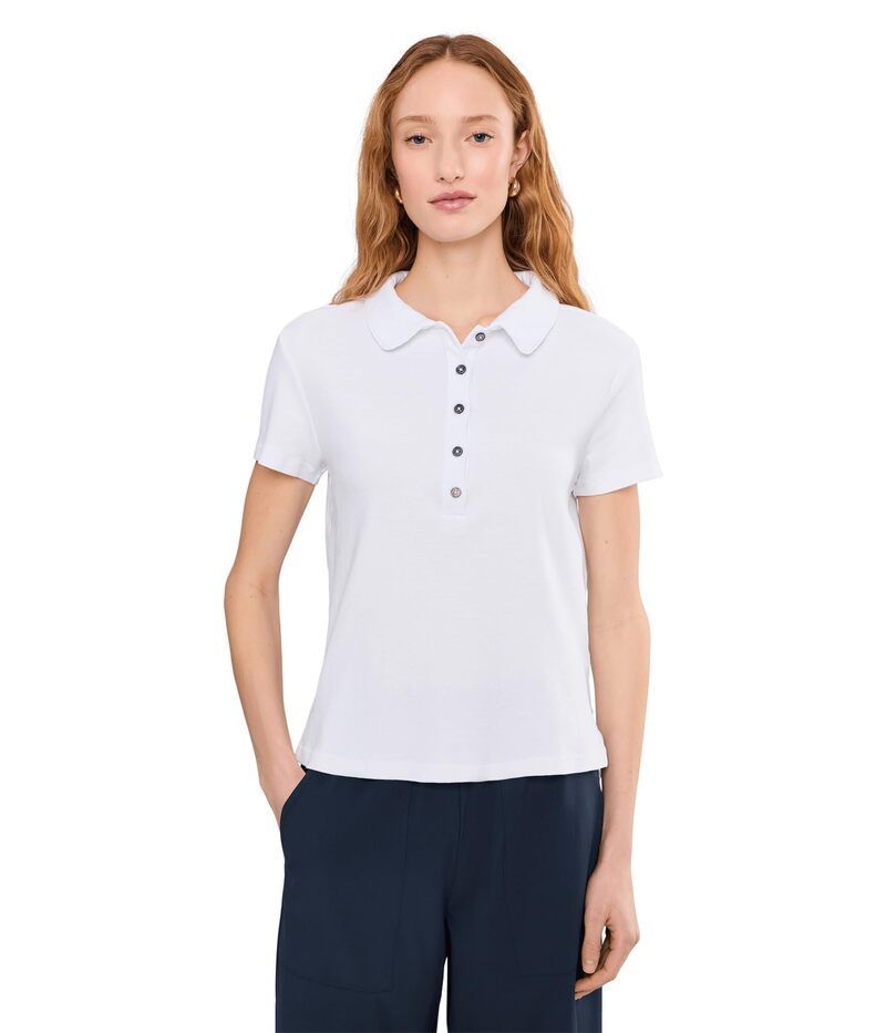 モッドドック レディース トップス シャツ Mododoc Short Sleeve Boxy Polo Tee White Halo ホワイト