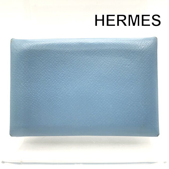 良品 HERMES エルメス カルヴィ エプソン ブルージーン シルバー金具 カードケース 男女兼用 名刺入れ ビジネス 刻印あり k7671