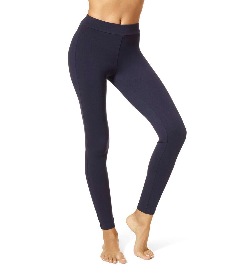 ヒュー レディース ボトムス カジュアルパンツ コットン レギンス HUE Wide Waistband Blackout Cotton Leggings Navy ネイビー