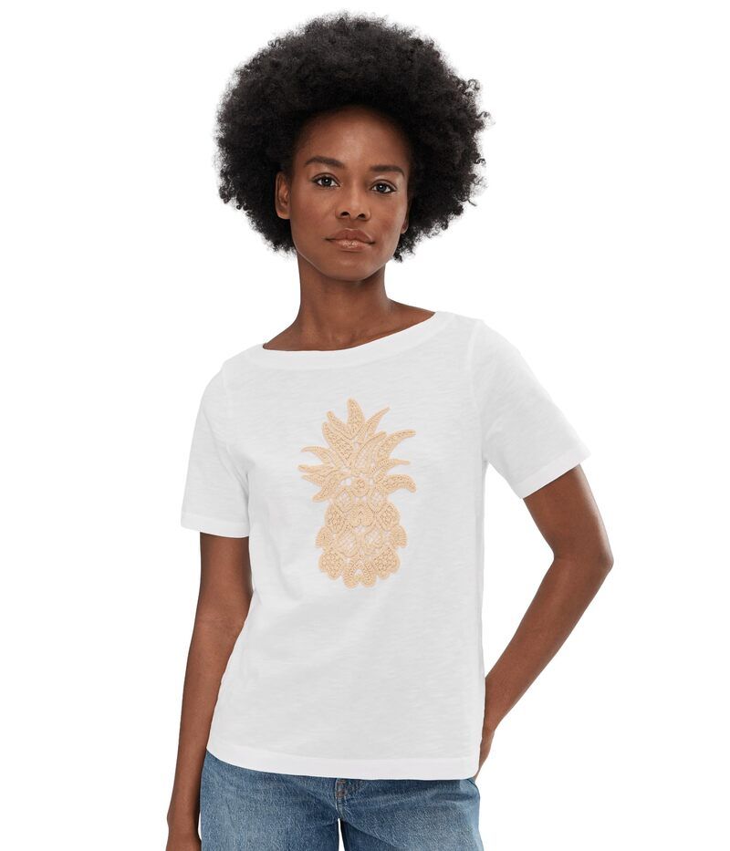 トッミーバハマ レディース トップス シャツ Tommy Bahama Crochet Pineapple Lux Tee White ホワイト