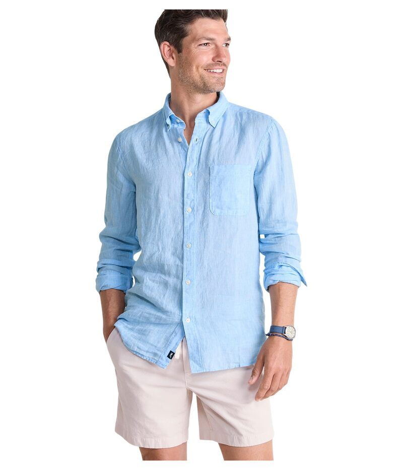ヴァインヤードヴァインズ メンズ トップス シャツ リネン Vineyard Vinesurfside Solid Linen Shirt Jake Blue ブルー