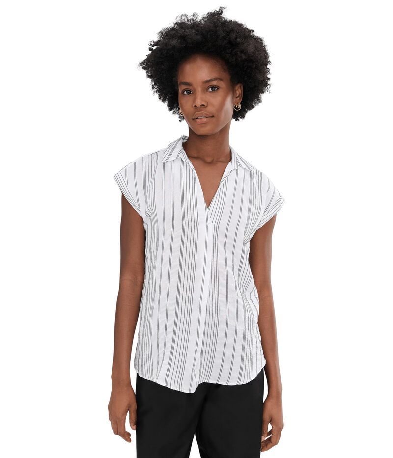 ヴィンスカムート レディース トップス シャツ ブラウス Vince Camuto Relaxed Collar Short Sleeve Blouse Ultra White ホワイト