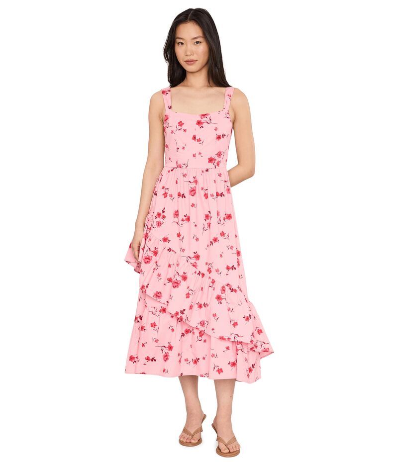 セセ レディース トップス ワンピース フリル裾 アシンメトリー フリル ミディ CeCe Asymmetrical Ruffle Hemidi Dress Coral Bloom コーラル