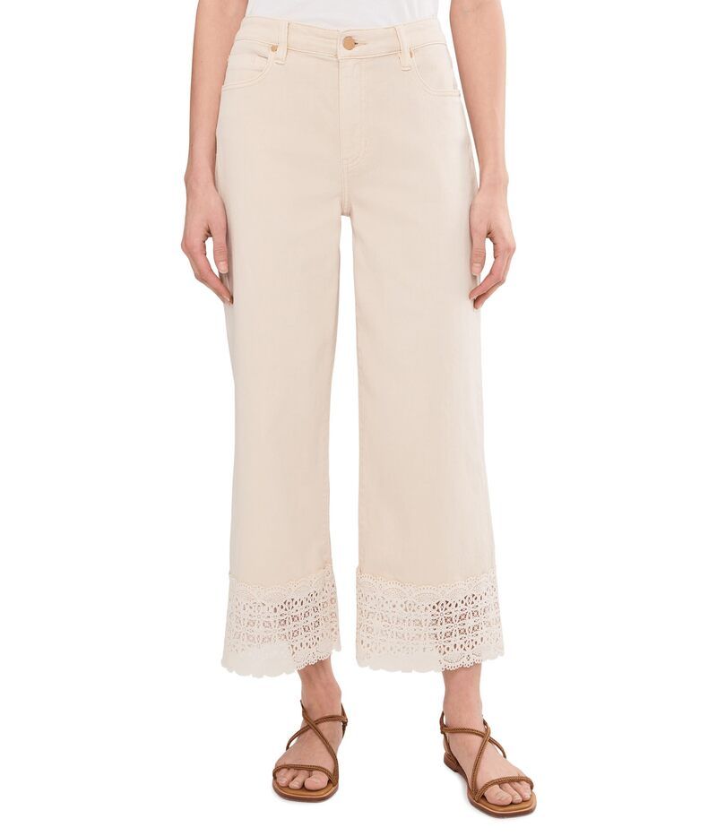 リヴァプール ロサンゼルス レディース ボトムス カジュアルパンツ ワイドレッグ レーストリム レース Liverpoolos Angeles MidRise Stride Wide Leg Pant With Lace Trim 27 Inseam Ecru