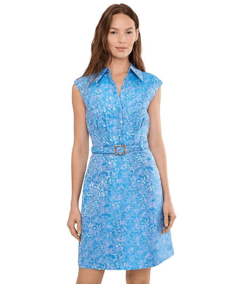 アドリアナ パペル レディース トップス ワンピース フラワー柄 フラワー Adrianna Papell Floral Belt Jacquard Short Dress Blue Multi ブルー 36,270円